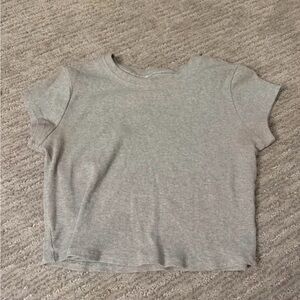 SHEIN Light Gray Ribbed Crop Tee